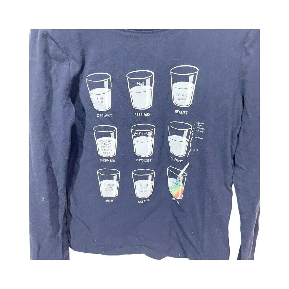Gap‎ Girls Navy Blue 100% Cotton T-Shirt - Kids/Girl's Size 6/7 S Long Sleeve